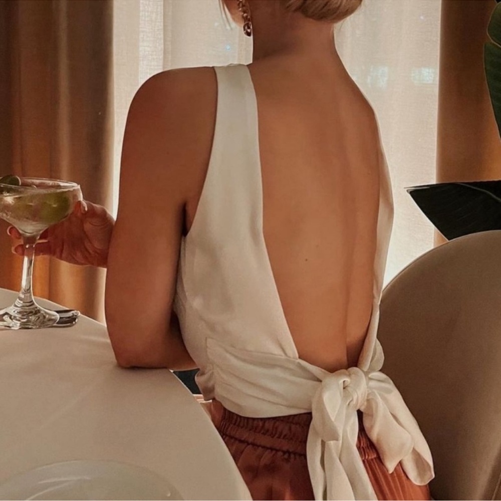 Zara Open Back Satin Effect Top